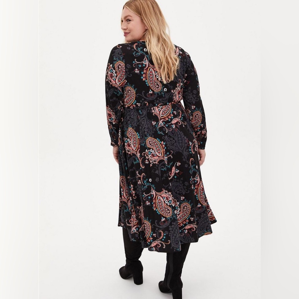 Torrid Midi Challis long sleeve Skater Dress - Picture 3 of 11